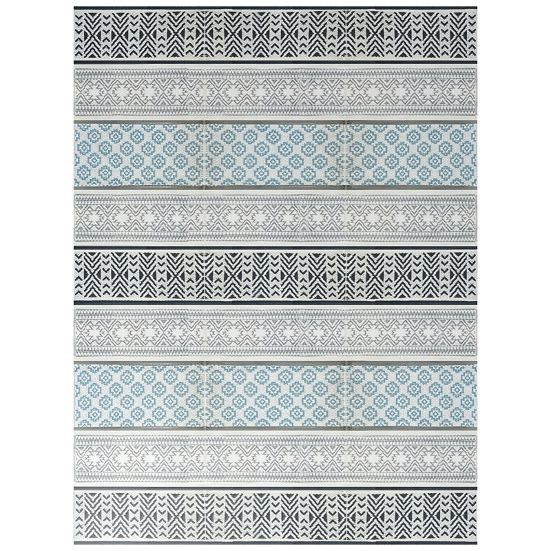 Union Rustic Deehan Geometric Grey/Teal Indoor / Outdoor Area Rug